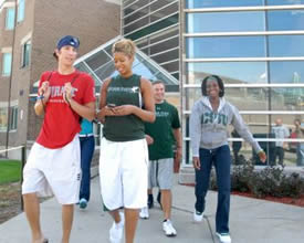 Students exiting Residence Hall