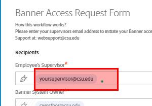 Enter supervisor email