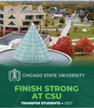 Transfer brochure cover featuring the top of the Cordell Reed Student Union building.
