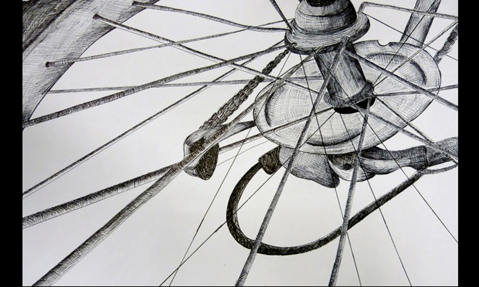Drawing of close up of bicycle wheel Drawing of close up of bicycle wheel
