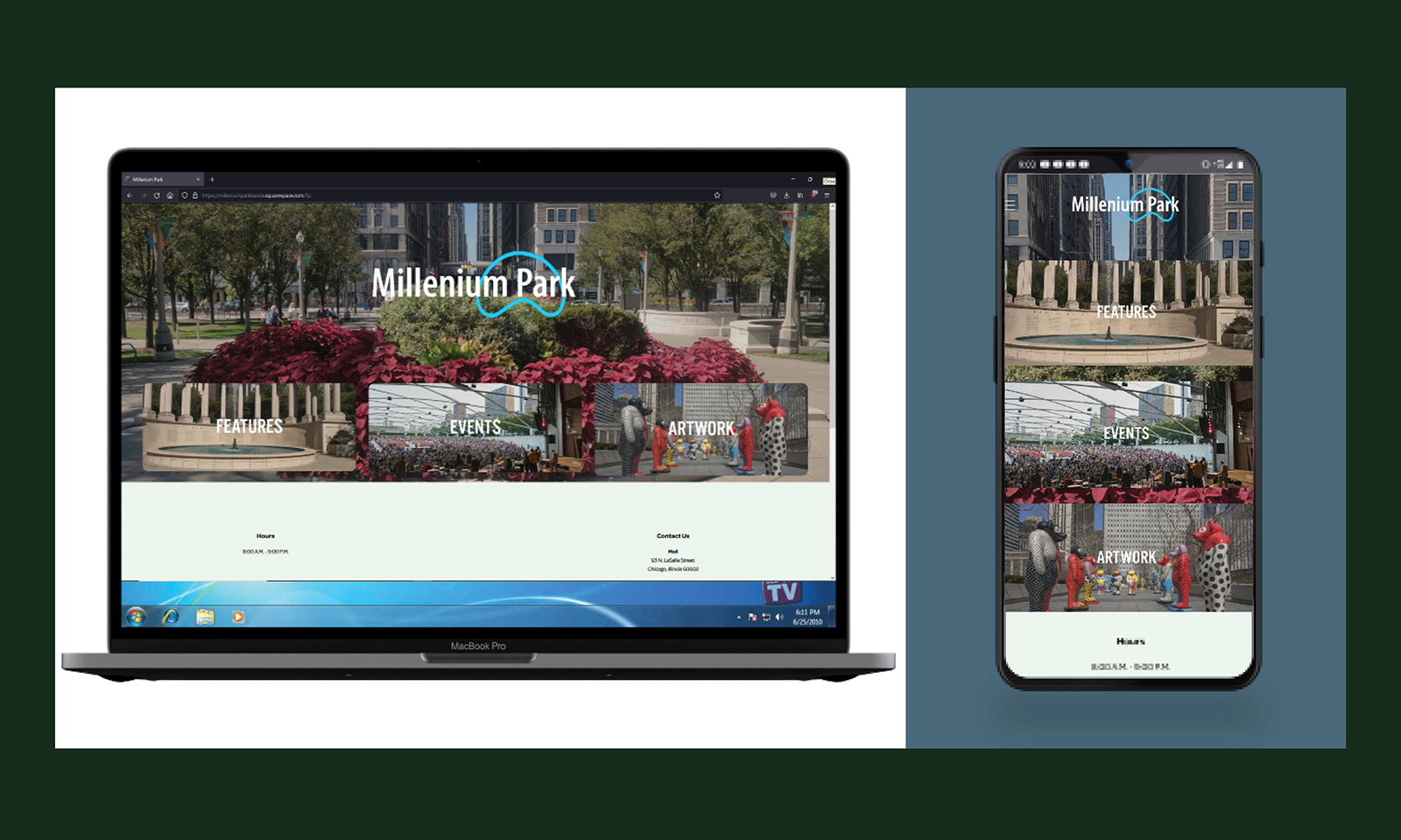 Web design for Millenium Park