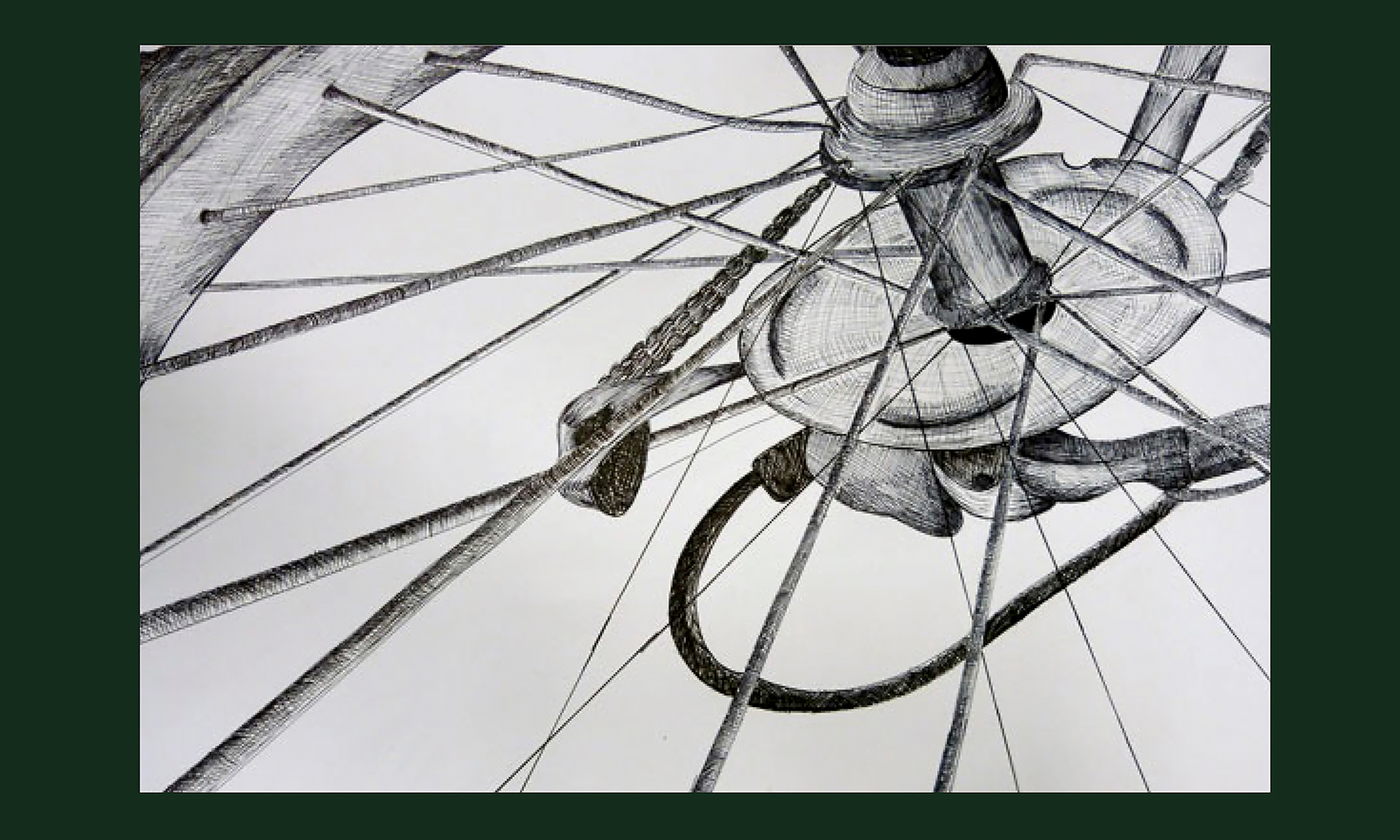 Drawing of close up of bicycle wheel