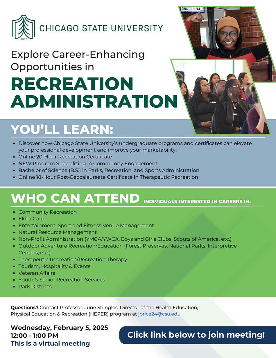 Explore career enhancing opportunities in recreation administration 