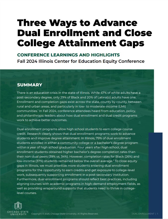 First page preview of Three Ways to Advance Dual Enrollment and Close College Attainment Gaps